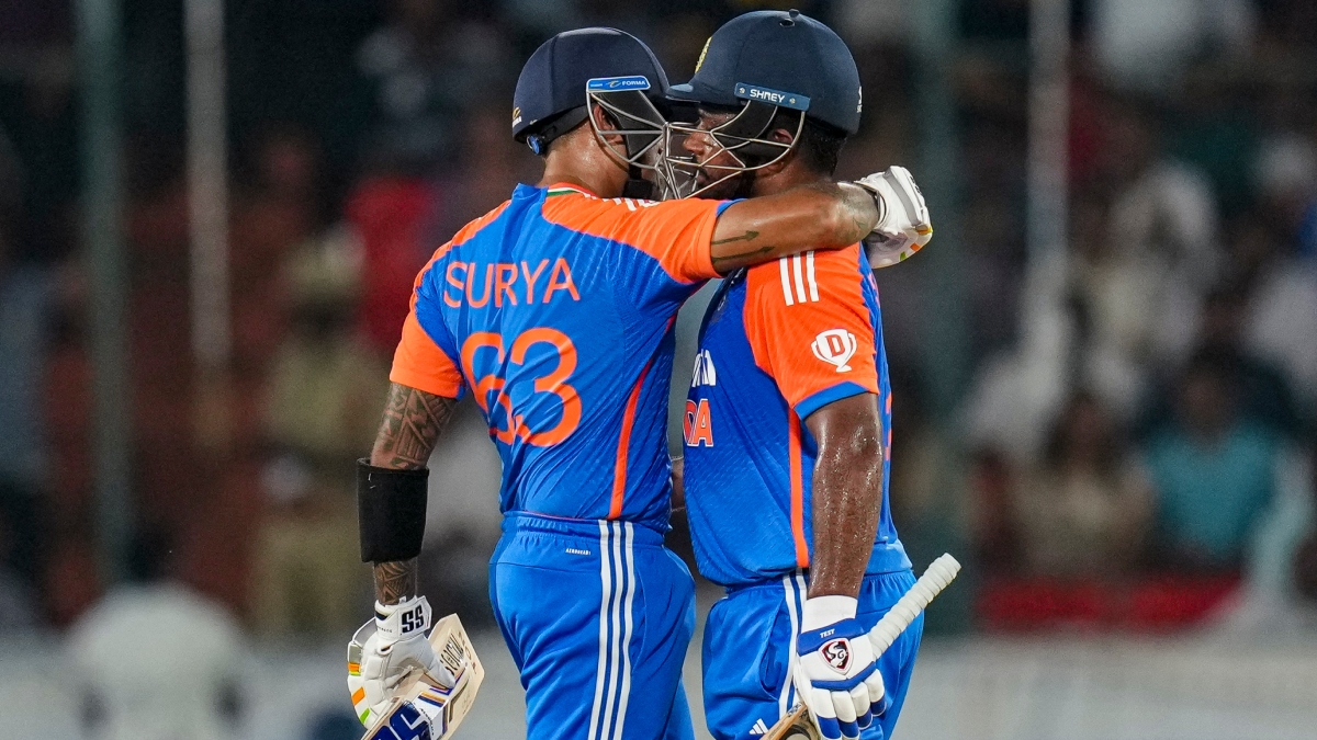 Indian T20 captain Suryakumar Yadav with teammate Sanju Samson | Agencies